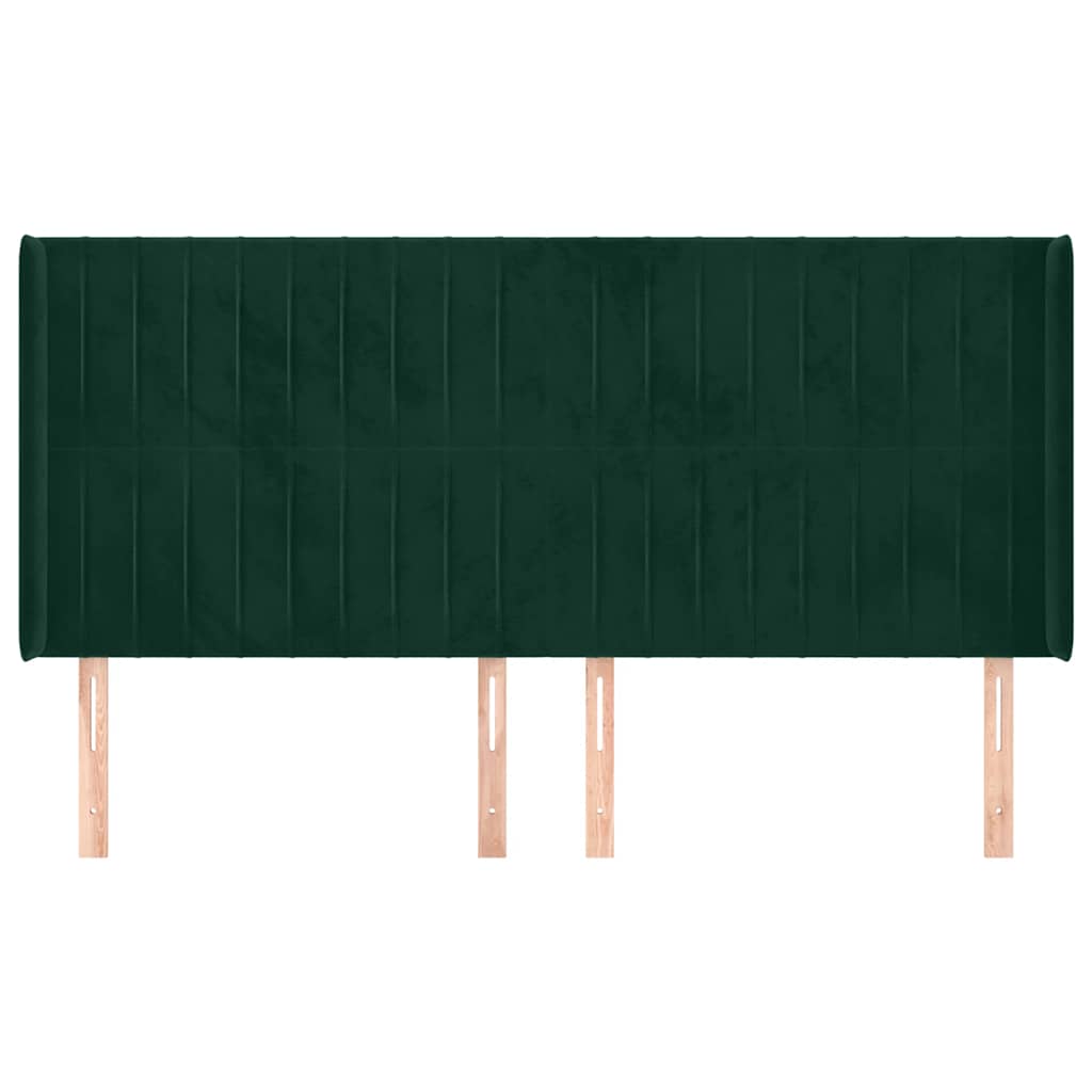 vidaXL Zagłówek uszak, ciemnozielony, 203x16x118/128 cm, aksamit