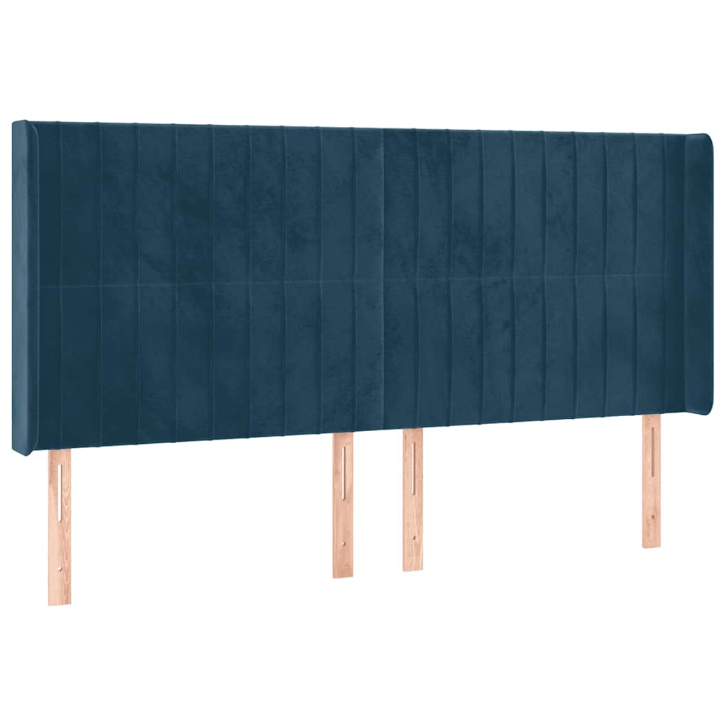 vidaXL Zagłówek uszak, ciemnoniebieski, 203x16x118/128 cm, aksamit