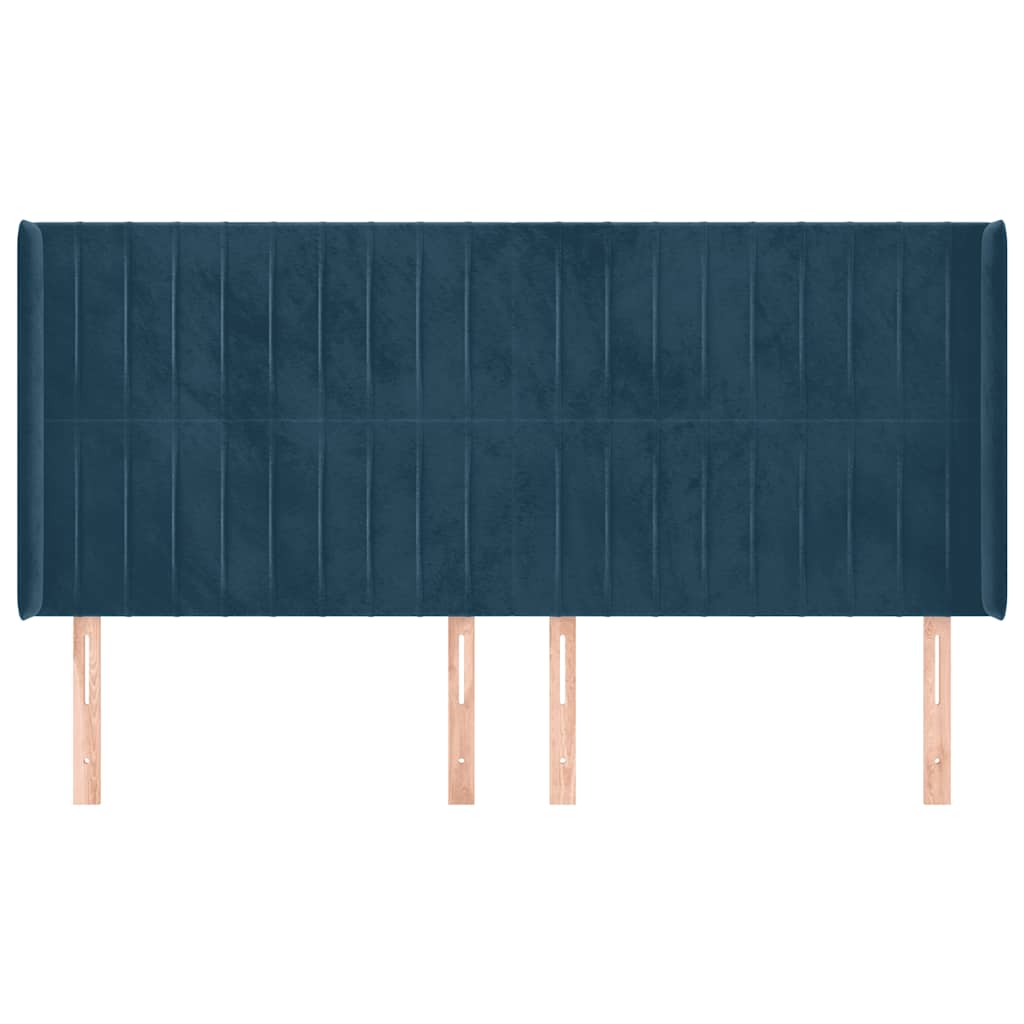 vidaXL Zagłówek uszak, ciemnoniebieski, 203x16x118/128 cm, aksamit