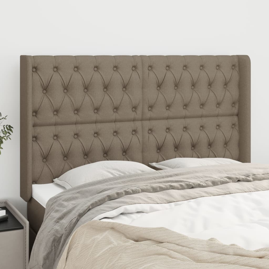 vidaXL Zagłówek uszak, taupe, 147x16x118/128 cm, tkanina