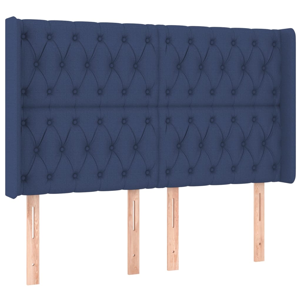 vidaXL Zagłówek uszak, niebieski, 163x16x118/128 cm, tkanina