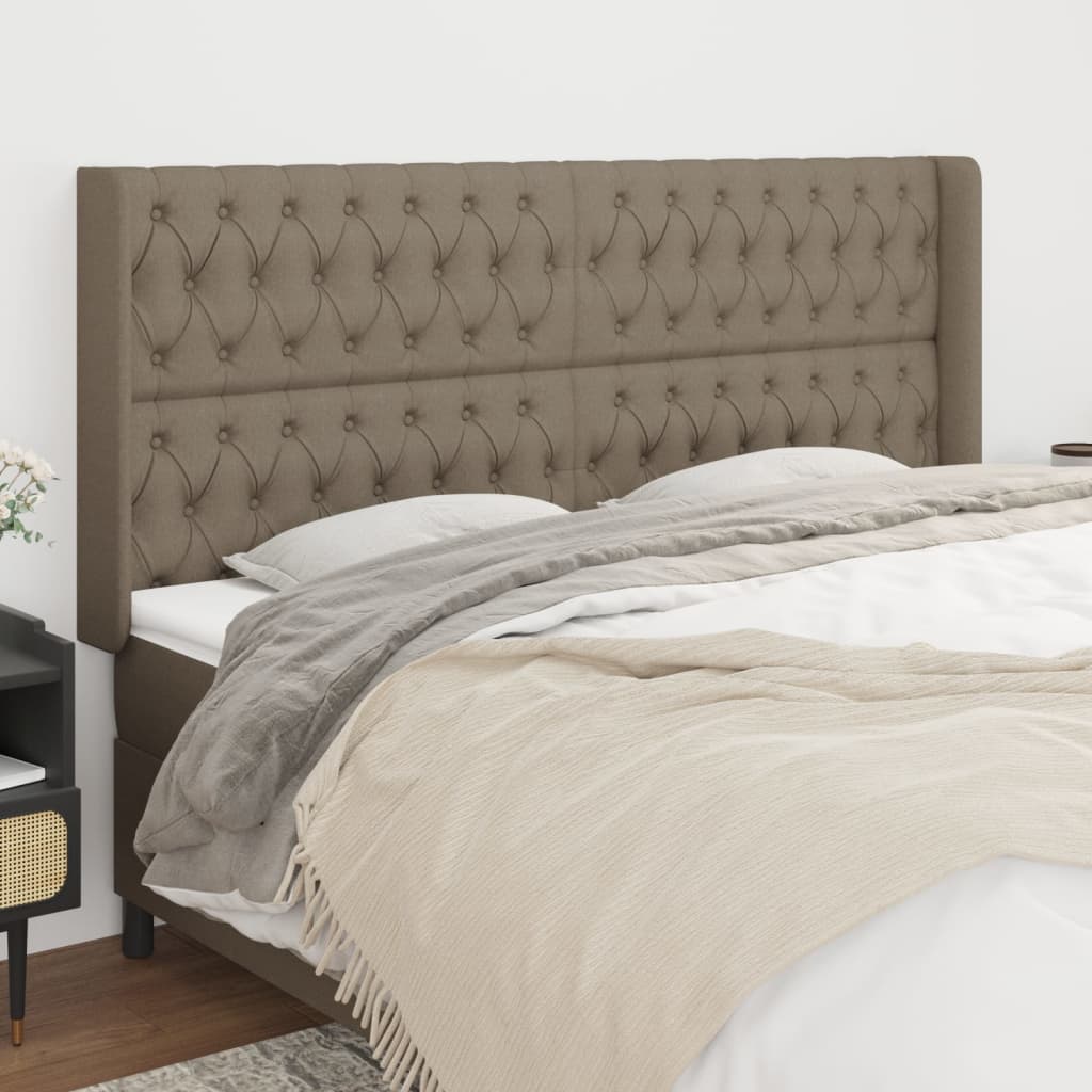 vidaXL Zagłówek uszak, taupe, 203x16x118/128 cm, tkanina