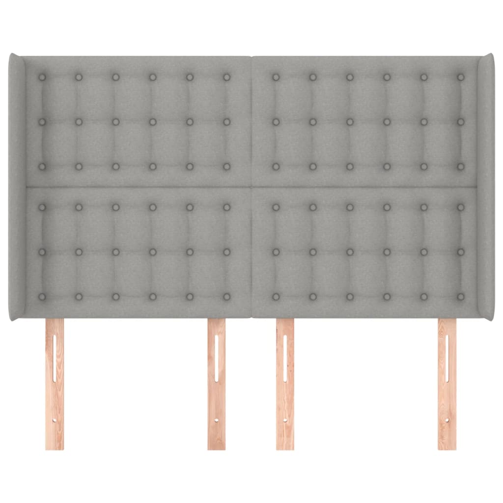 vidaXL Zagłówek uszak, jasnoszary, 147x16x118/128 cm, tkanina
