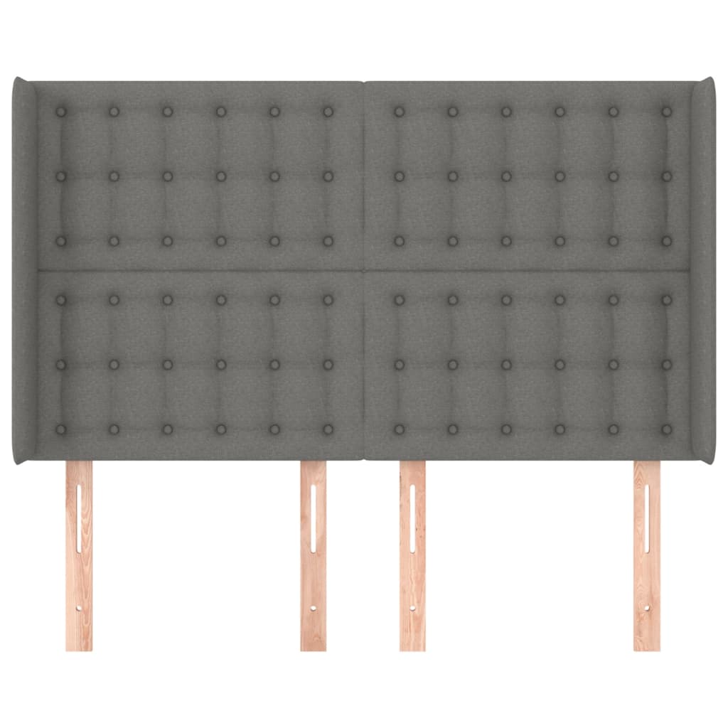 vidaXL Zagłówek uszak, ciemnoszary, 147x16x118/128 cm, tkanina