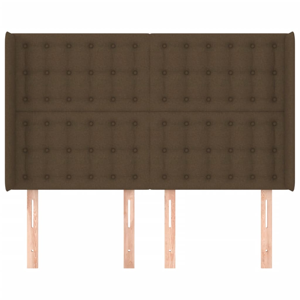 vidaXL Zagłówek uszak, ciemnobrązowy, 147x16x118/128 cm, tkanina