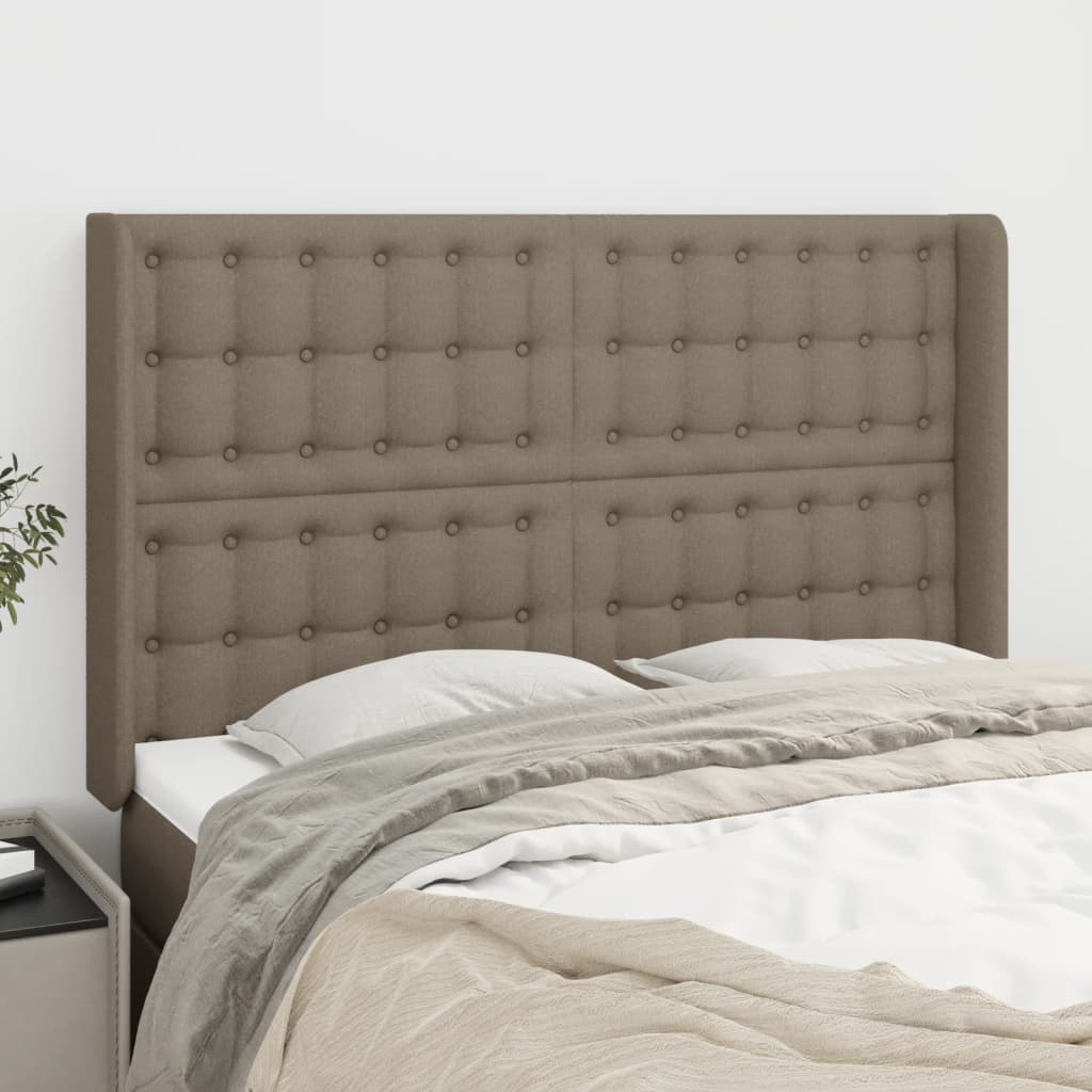 vidaXL Zagłówek uszak, taupe, 147x16x118/128 cm, tkanina