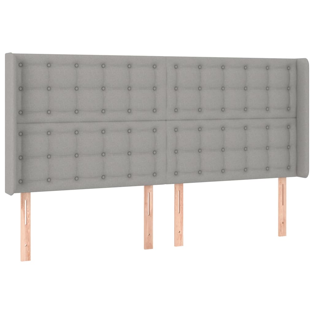 vidaXL Zagłówek uszak, jasnoszary, 203x16x118/128 cm, tkanina