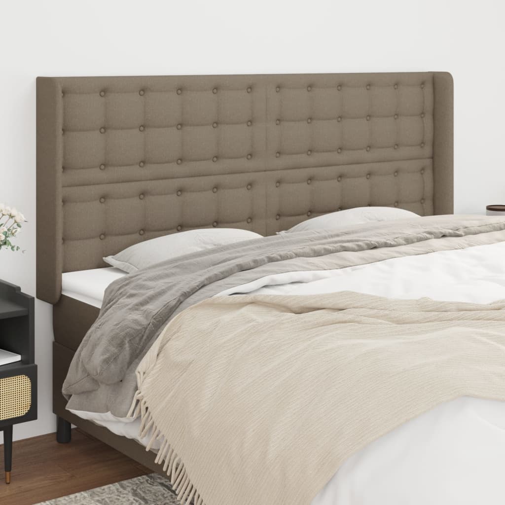 vidaXL Zagłówek uszak, taupe, 203x16x118/128 cm, tkanina