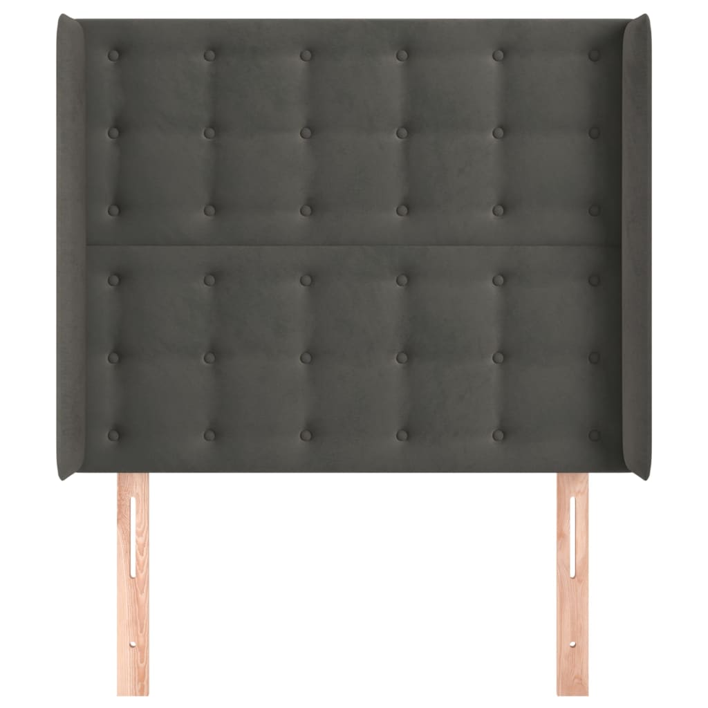 vidaXL Zagłówek uszak, ciemnoszary, 103x16x118/128 cm, aksamit