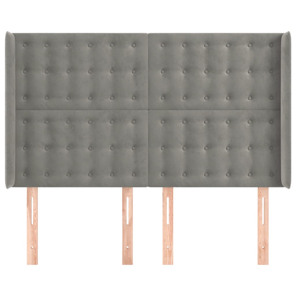 vidaXL Zagłówek uszak, jasnoszary, 147x16x118/128 cm, aksamit