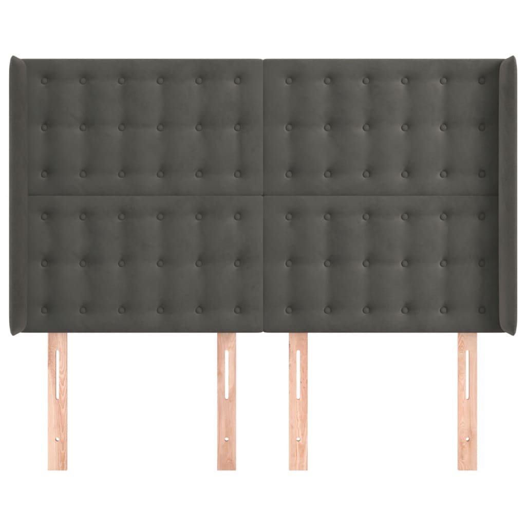 vidaXL Zagłówek uszak, ciemnoszary, 147x16x118/128 cm, aksamit