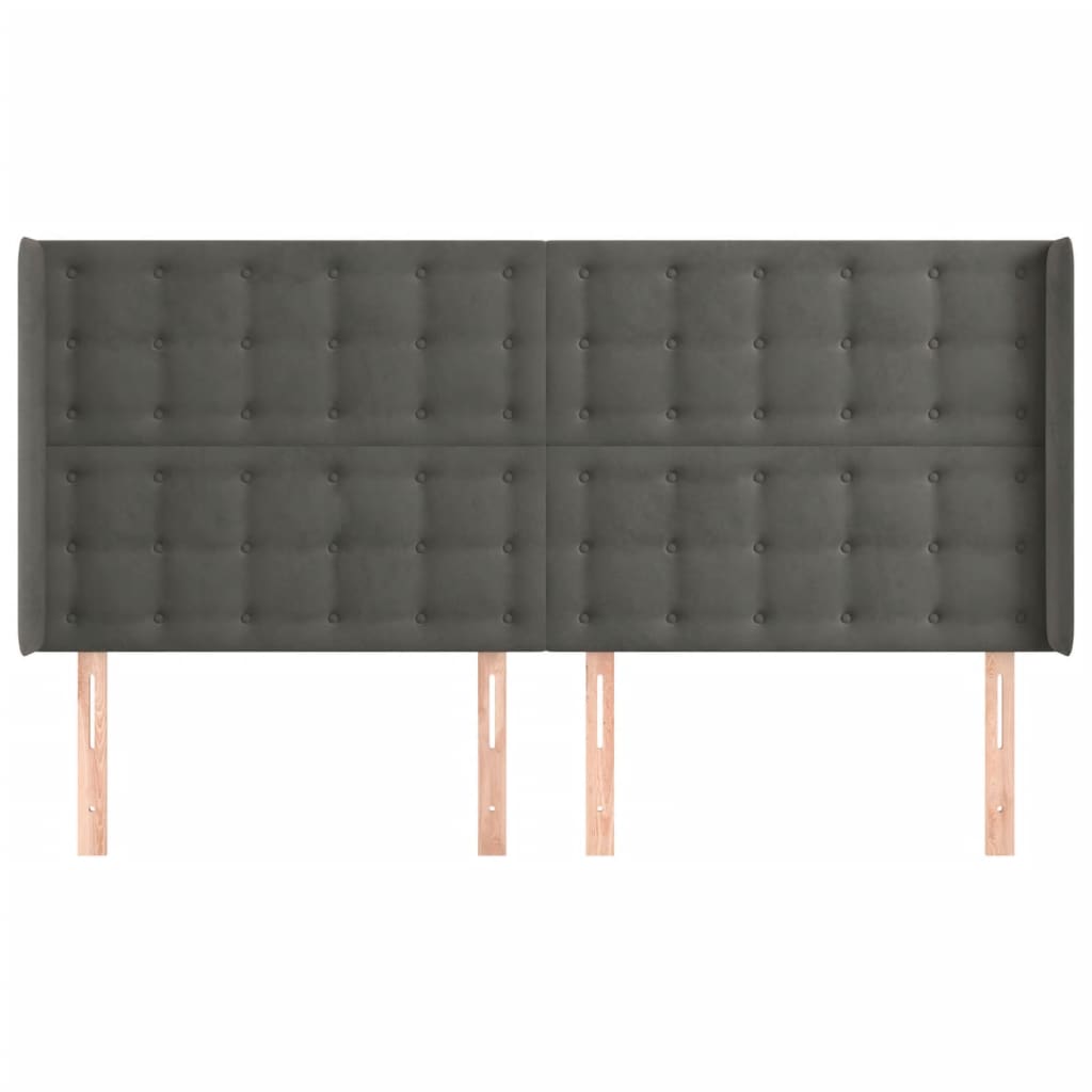 vidaXL Zagłówek uszak, ciemnoszary, 203x16x118/128 cm, aksamit