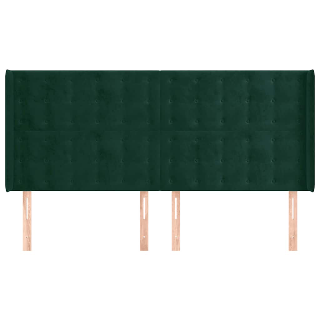 vidaXL Zagłówek uszak, ciemnozielony, 203x16x118/128 cm, aksamit