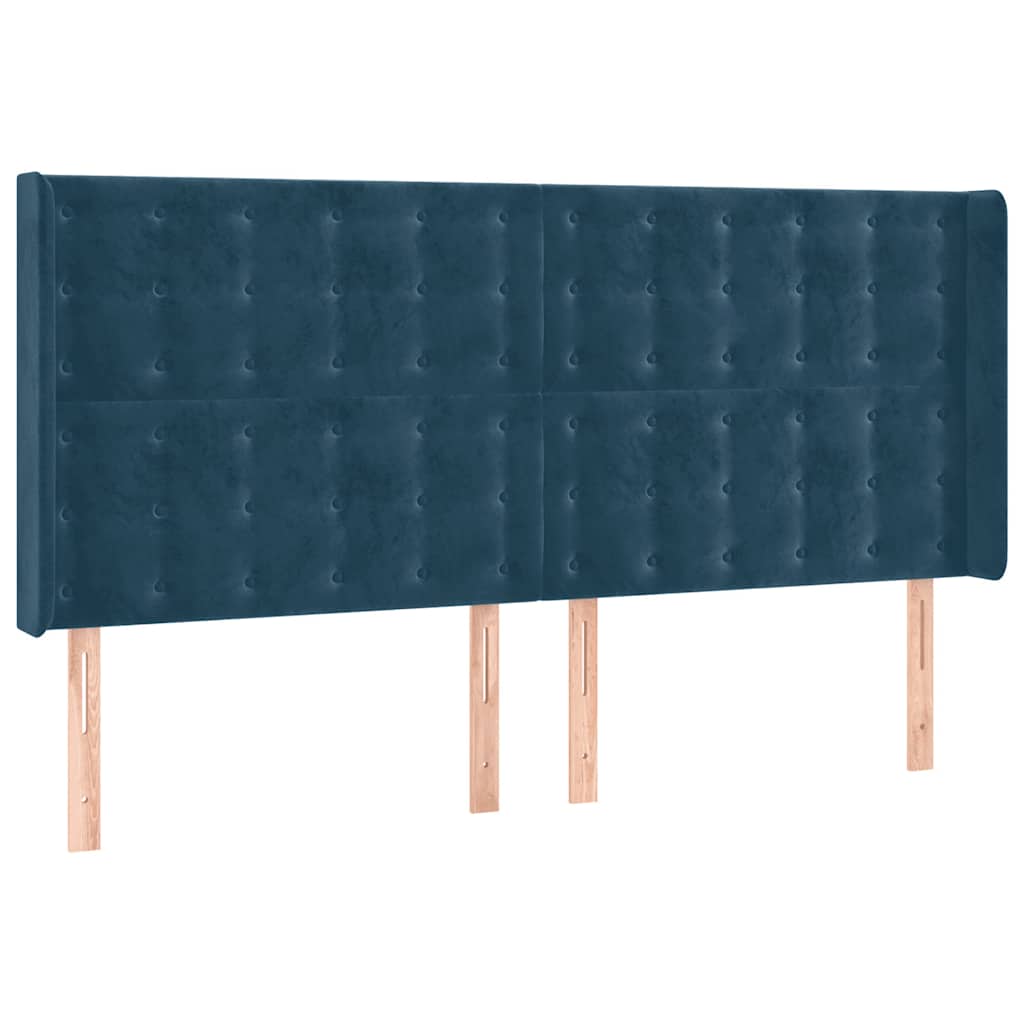 vidaXL Zagłówek uszak, ciemnoniebieski, 203x16x118/128 cm, aksamit