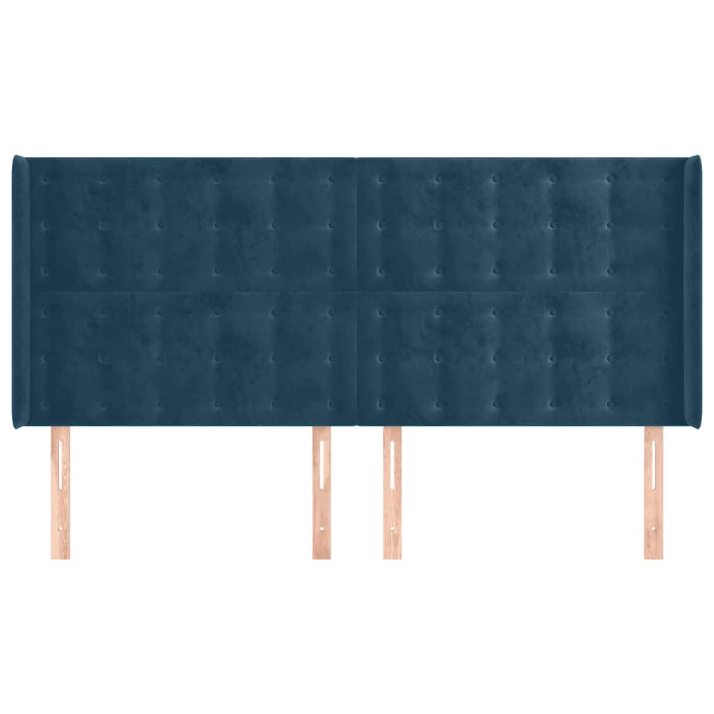 vidaXL Zagłówek uszak, ciemnoniebieski, 203x16x118/128 cm, aksamit