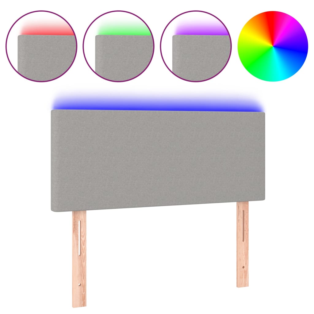 vidaXL Zagłówek do łóżka z LED, jasnoszary, 80x5x78/88 cm, tkanina