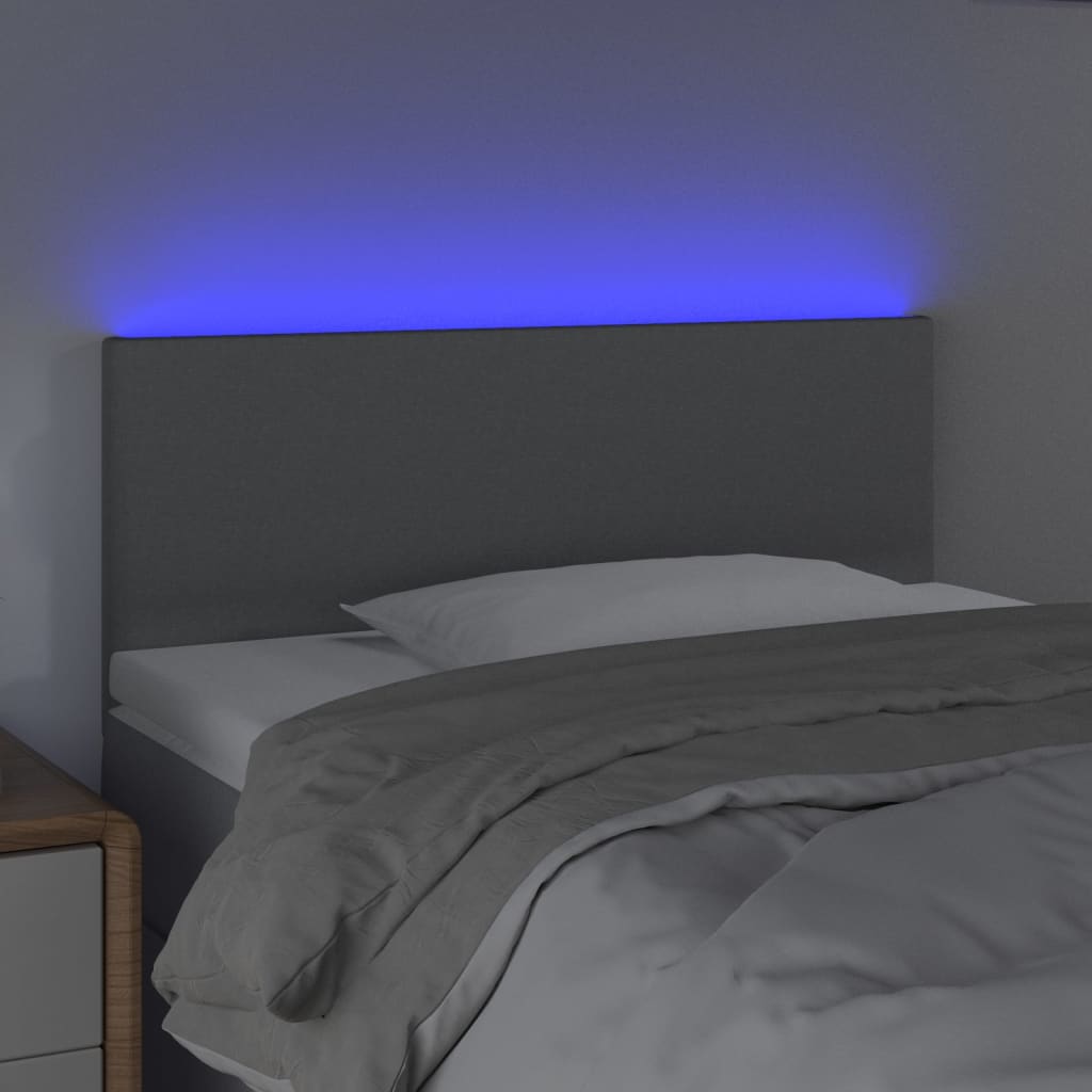vidaXL Zagłówek do łóżka z LED, jasnoszary, 80x5x78/88 cm, tkanina