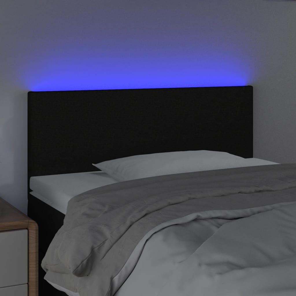 vidaXL Zagłówek do łóżka z LED, czarny, 80x5x78/88 cm, tkanina
