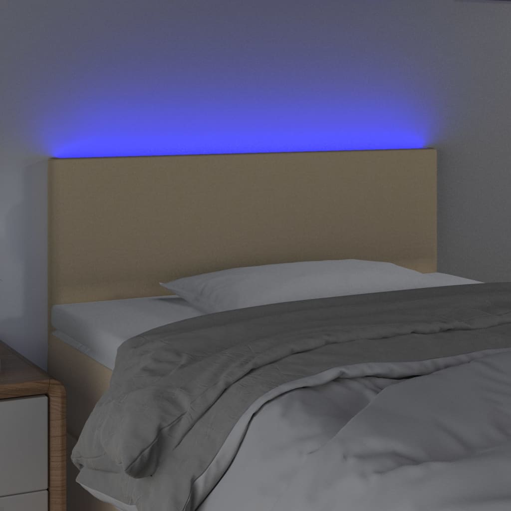 vidaXL Zagłówek do łóżka z LED, kremowy, 80x5x78/88 cm, tkanina