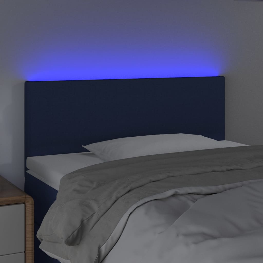 vidaXL Zagłówek do łóżka z LED, niebieski, 80x5x78/88 cm, tkanina