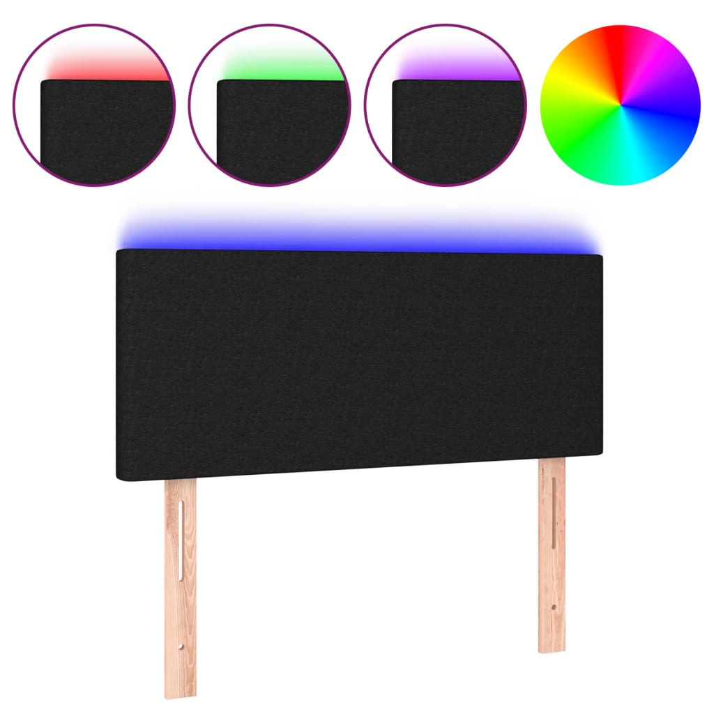 vidaXL Zagłówek do łóżka z LED, czarny, 90x5x78/88 cm, tkanina