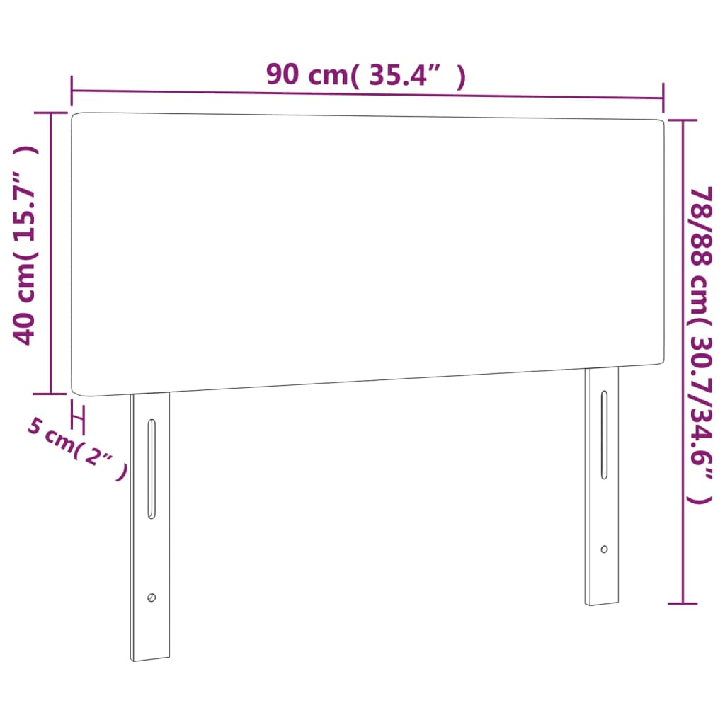 vidaXL Zagłówek do łóżka z LED, czarny, 90x5x78/88 cm, tkanina