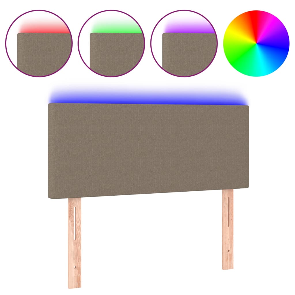 vidaXL Zagłówek do łóżka z LED, taupe, 90x5x78/88 cm, tkanina