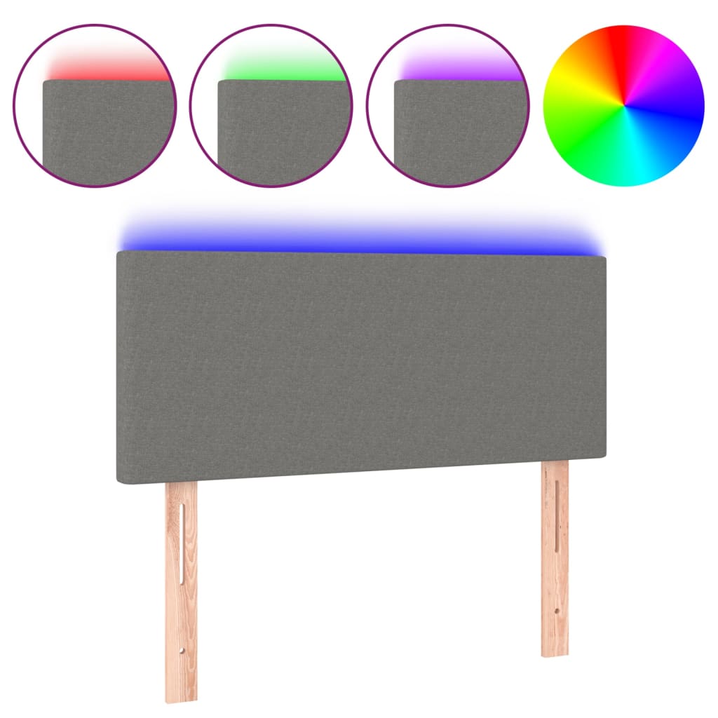 vidaXL Zagłówek do łóżka z LED, ciemnoszary, 100x5x78/88 cm, tkanina