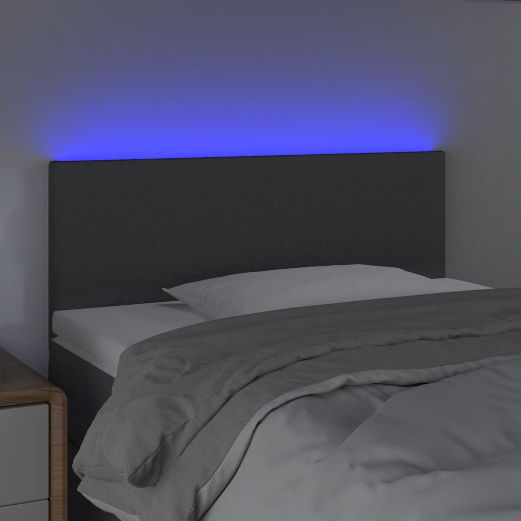 vidaXL Zagłówek do łóżka z LED, ciemnoszary, 100x5x78/88 cm, tkanina