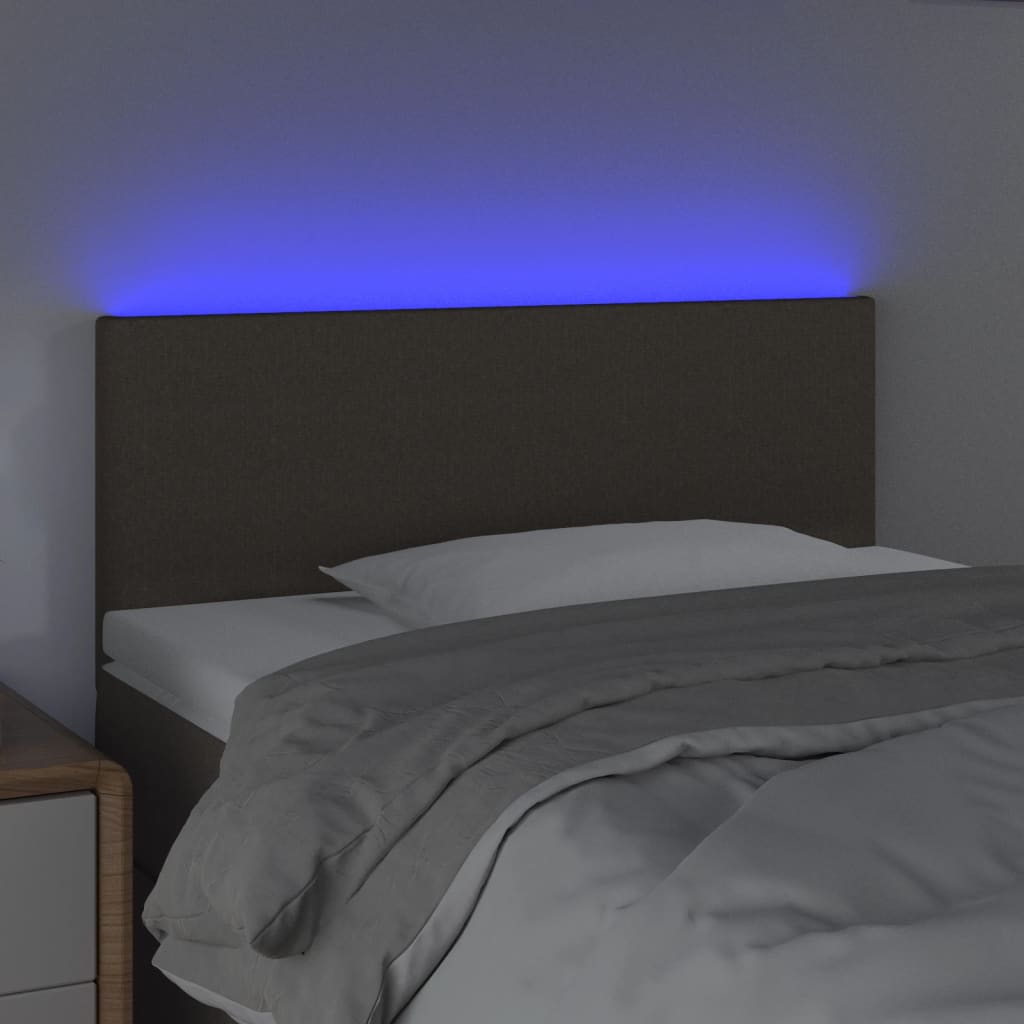 vidaXL Zagłówek do łóżka z LED, taupe, 100x5x78/88 cm, tkanina