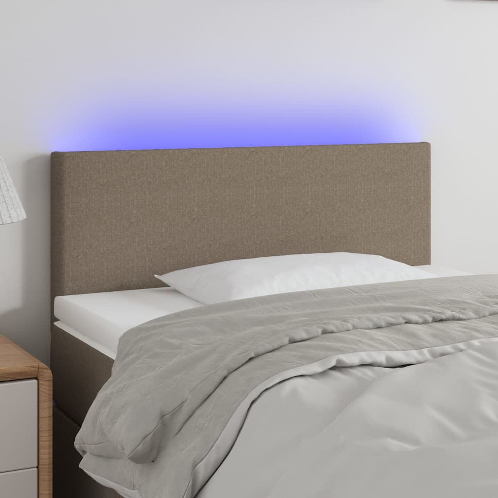 vidaXL Zagłówek do łóżka z LED, taupe, 100x5x78/88 cm, tkanina