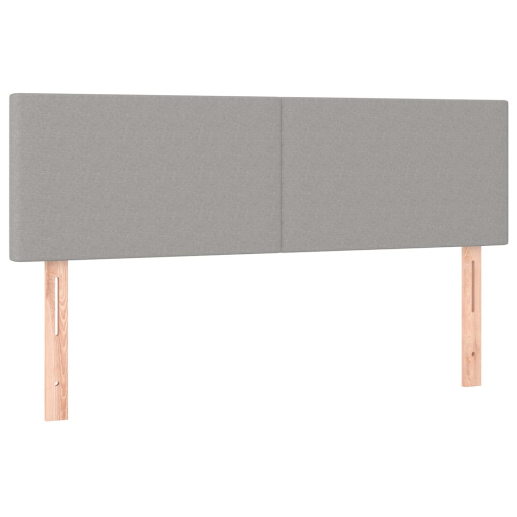 vidaXL Zagłówek do łóżka z LED, jasnoszary, 144x5x78/88 cm, tkanina
