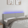 vidaXL Zagłówek do łóżka z LED, jasnoszary, 144x5x78/88 cm, tkanina
