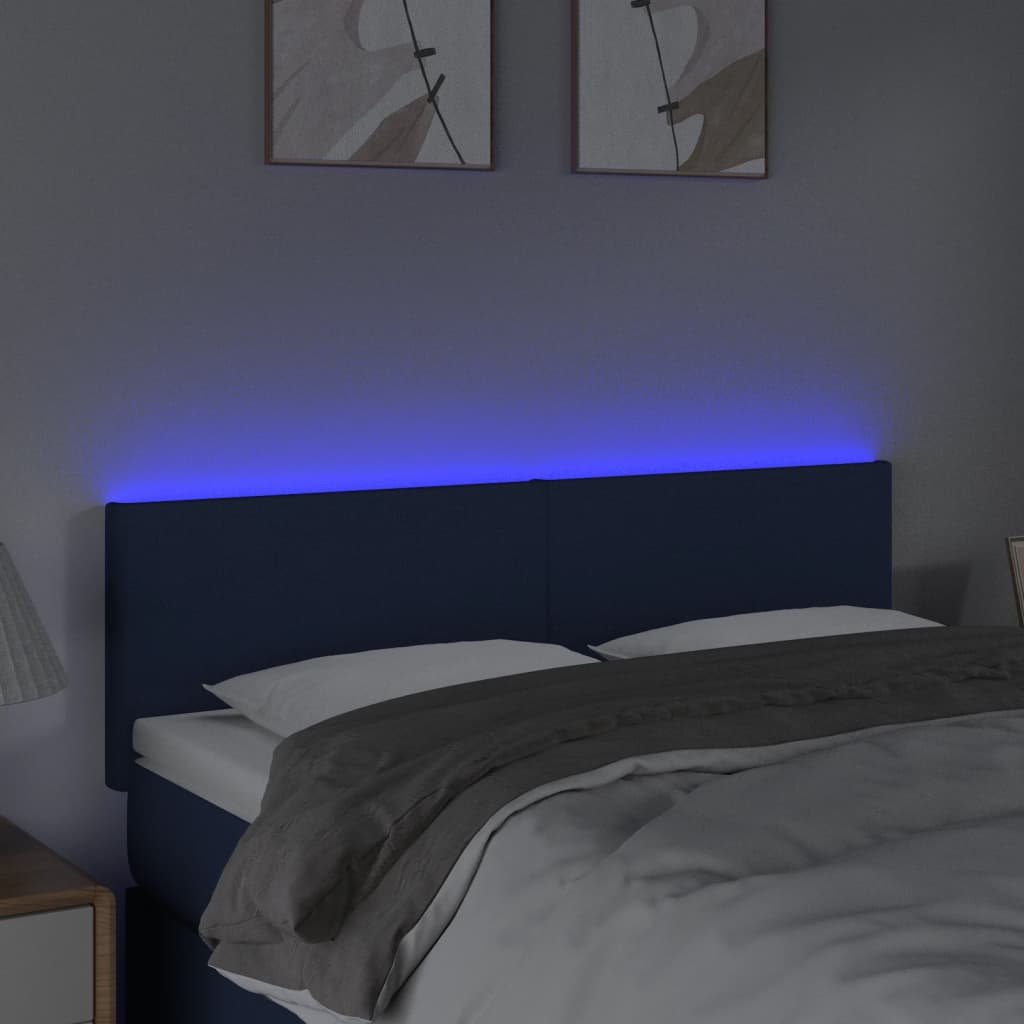vidaXL Zagłówek do łóżka z LED, kremowy, 144x5x78/88 cm, tkanina
