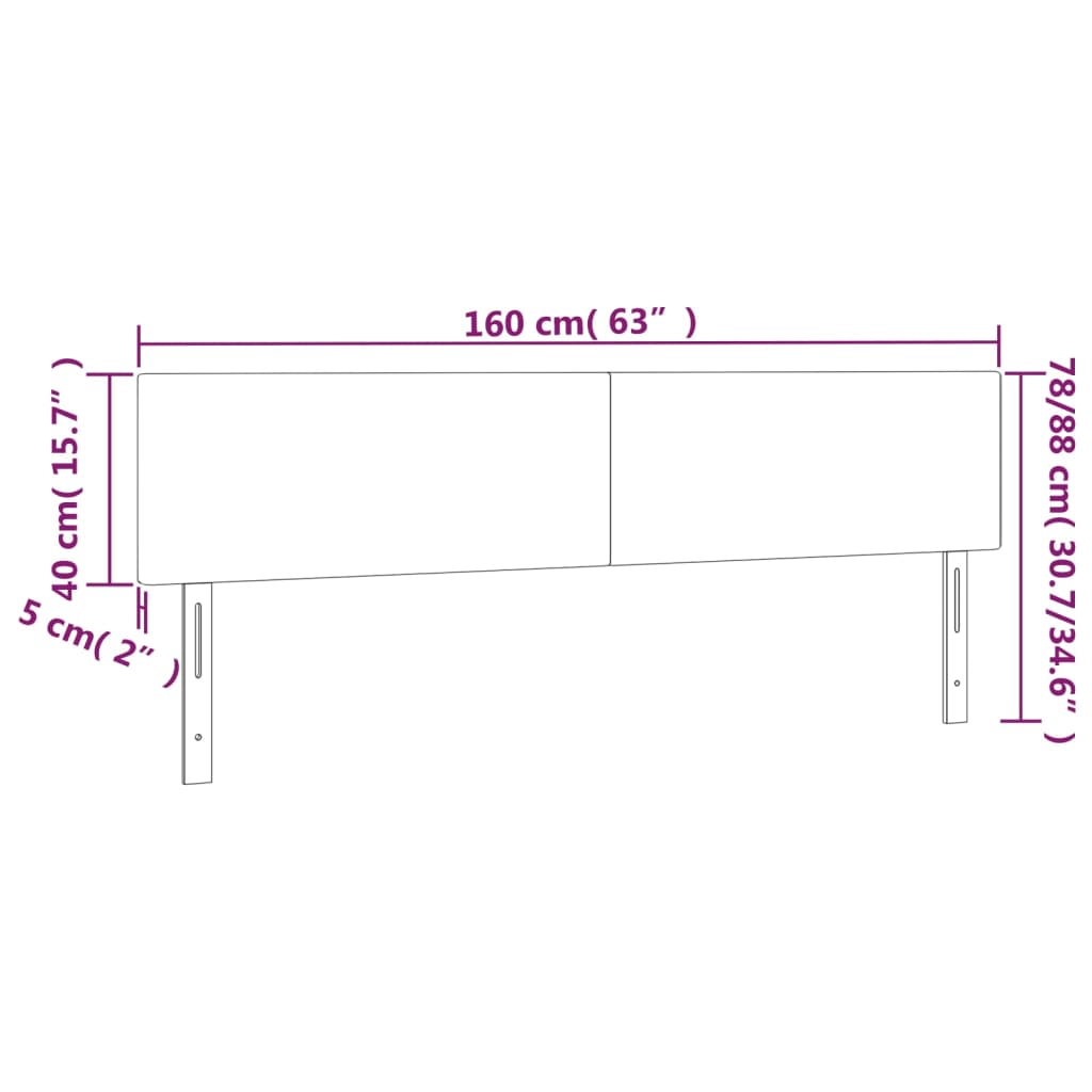 vidaXL Zagłówek do łóżka z LED, jasnoszary, 160x5x78/88 cm, tkanina