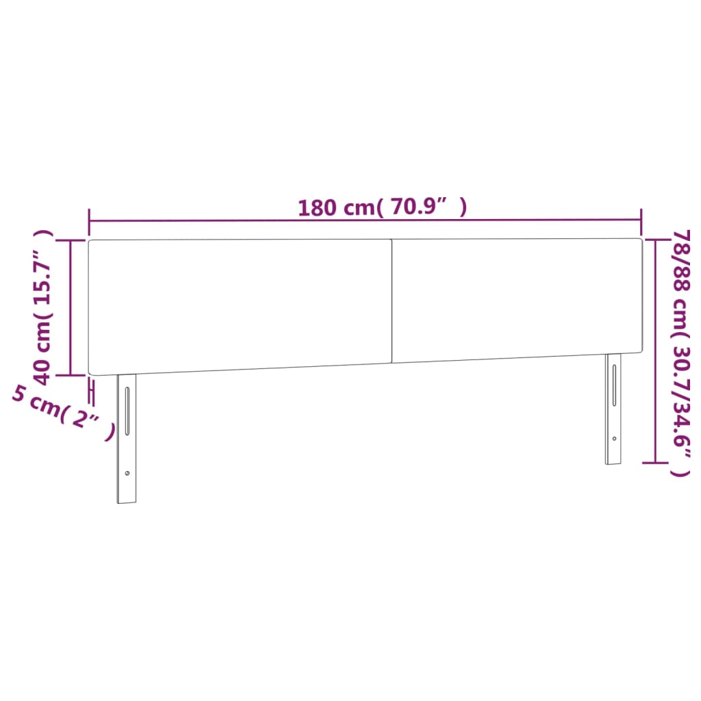 vidaXL Zagłówek do łóżka z LED, kremowy, 180x5x78/88 cm, tkanina