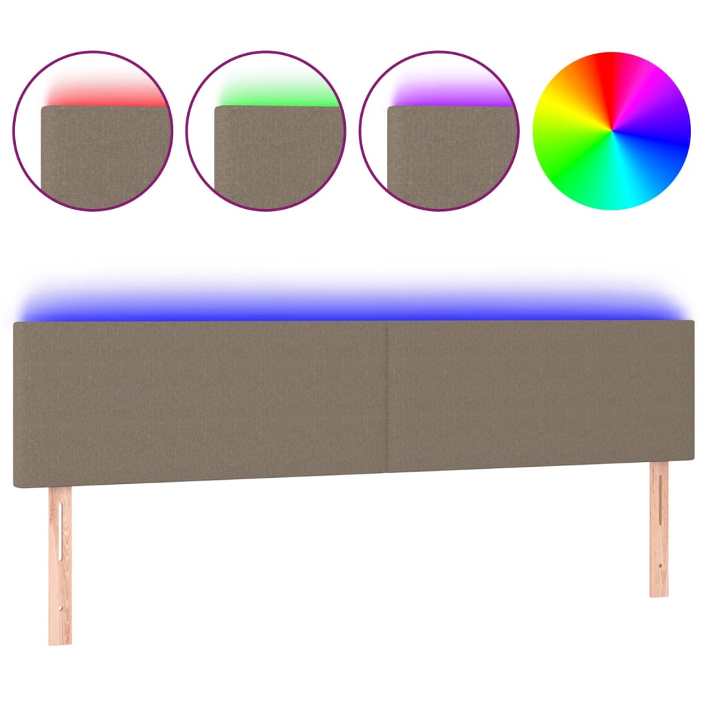vidaXL Zagłówek do łóżka z LED, taupe, 200x5x78/88 cm, tkanina