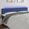vidaXL Zagłówek do łóżka z LED, niebieski, 200x5x78/88 cm, tkanina