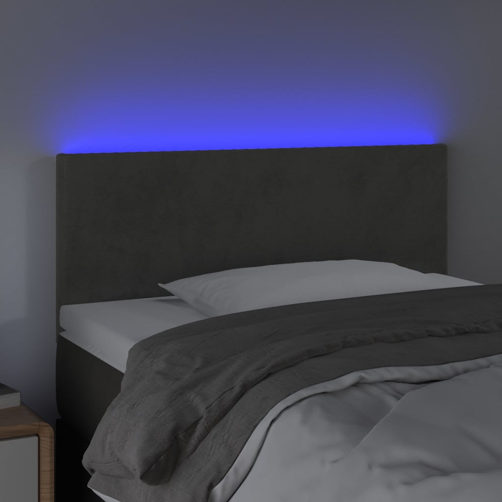 vidaXL Zagłówek do łóżka z LED, ciemnoszary, 80x5x78/88 cm, aksamit