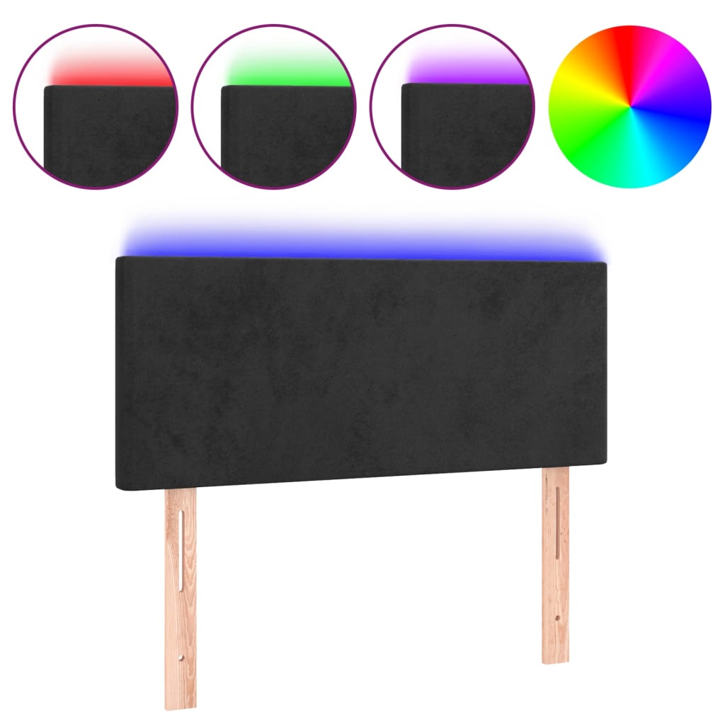 vidaXL Zagłówek do łóżka z LED, czarny, 80x5x78/88 cm, aksamit