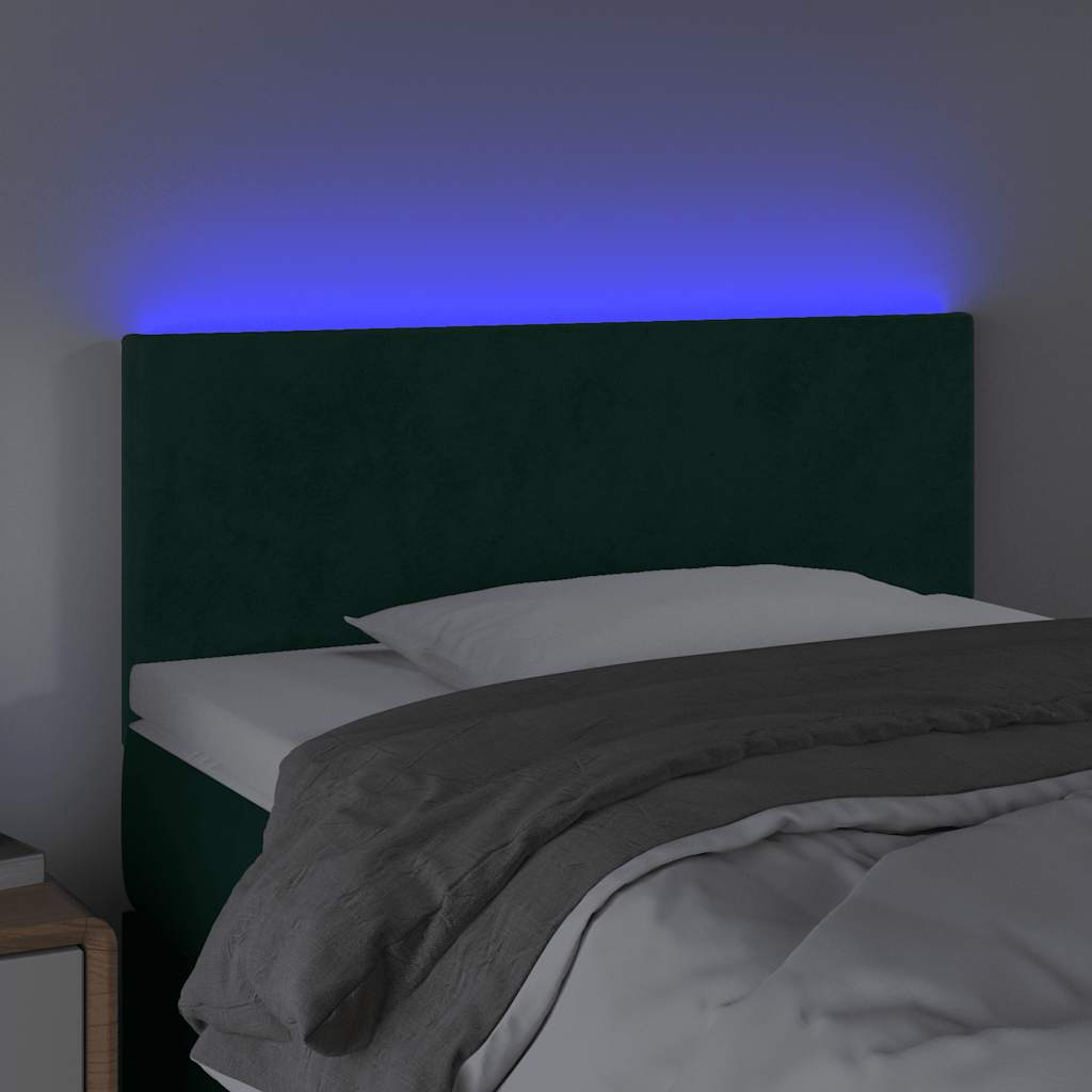 vidaXL Zagłówek do łóżka z LED, ciemnozielony, 80x5x78/88 cm, aksamit