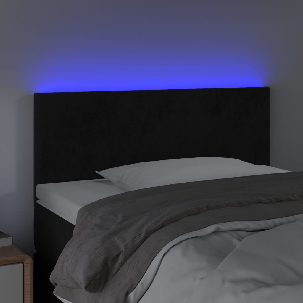 vidaXL Zagłówek do łóżka z LED, czarny, 100x5x78/88 cm, aksamit