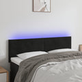 vidaXL Zagłówek do łóżka z LED, czarny, 144x5x78/88 cm, aksamit