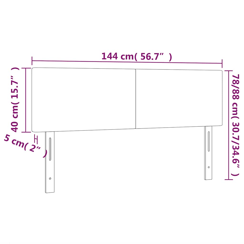 vidaXL Zagłówek do łóżka z LED, ciemnozielony, 144x5x78/88 cm, aksamit