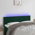 vidaXL Zagłówek do łóżka z LED, ciemnozielony, 144x5x78/88 cm, aksamit