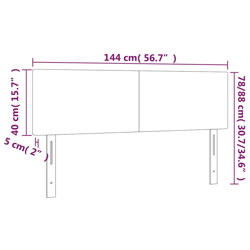 vidaXL Zagłówek do łóżka z LED, ciemnoniebieski 144x5x78/88cm, aksamit