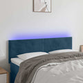 vidaXL Zagłówek do łóżka z LED, ciemnoniebieski 144x5x78/88cm, aksamit