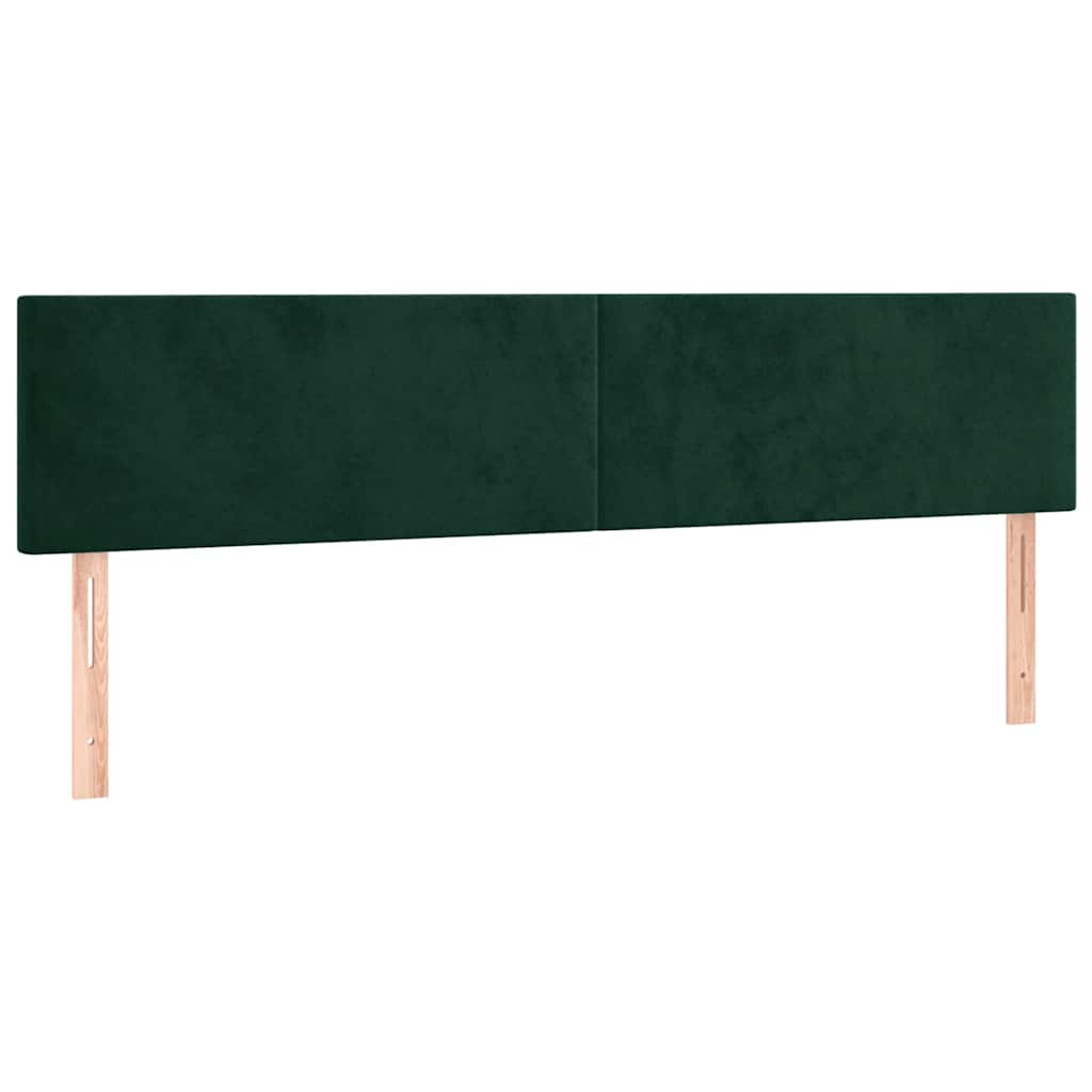 vidaXL Zagłówek do łóżka z LED, ciemnozielony, 160x5x78/88 cm, aksamit