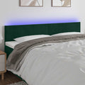 vidaXL Zagłówek do łóżka z LED, ciemnozielony, 160x5x78/88 cm, aksamit