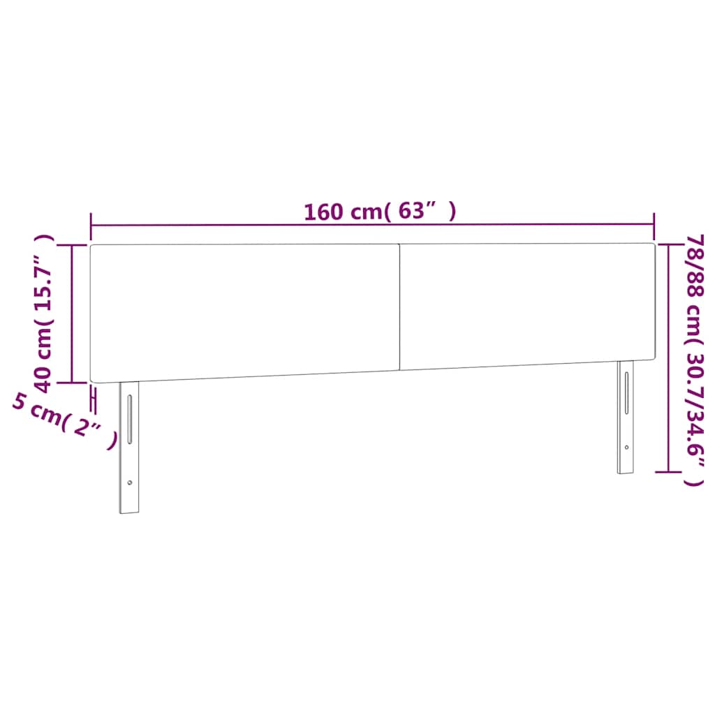 vidaXL Zagłówek do łóżka z LED, ciemnoniebieski 160x5x78/88cm, aksamit